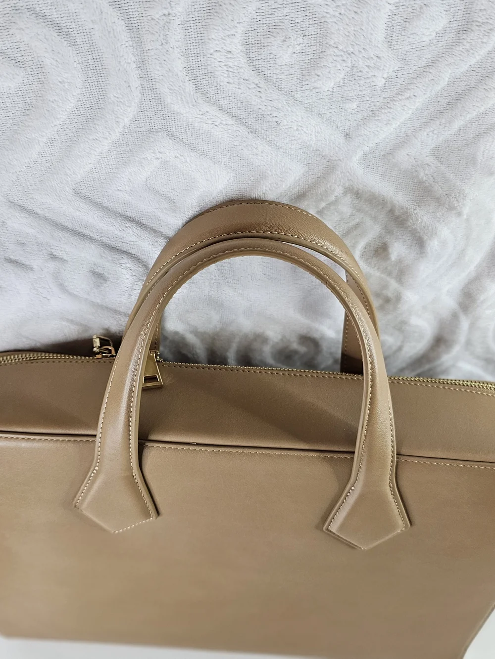 Tan Leather Top-Handle Briefcase